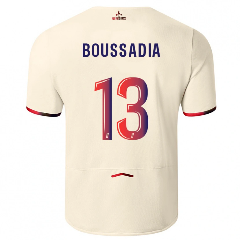 Danxen Mulher Camisola Saad Boussadia #13 Branco Sujo Vermelho Alternativa 2025/26 Camisa