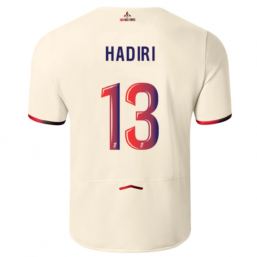 Danxen Mulher Camisola Elias Hadiri #13 Branco Sujo Vermelho Alternativa 2025/26 Camisa