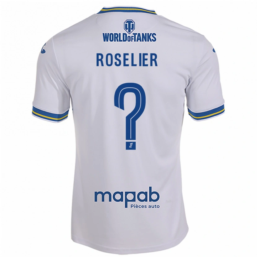 Danxen Mulher Camisola Nathan Roselier #0 Branco Azul Celeste Alternativa 2025/26 Camisa