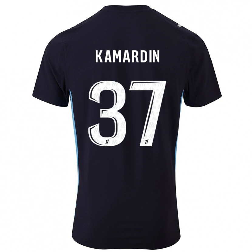 Danxen Mulher Camisola Aaron Kamardin #37 Preto Azul Celeste Alternativa 2025/26 Camisa