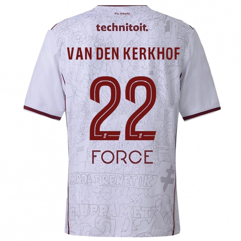 Danxen Mulher Camisola Kevin Van Den Kerkhof #22 Branco Borgonha Alternativa 2025/26 Camisa