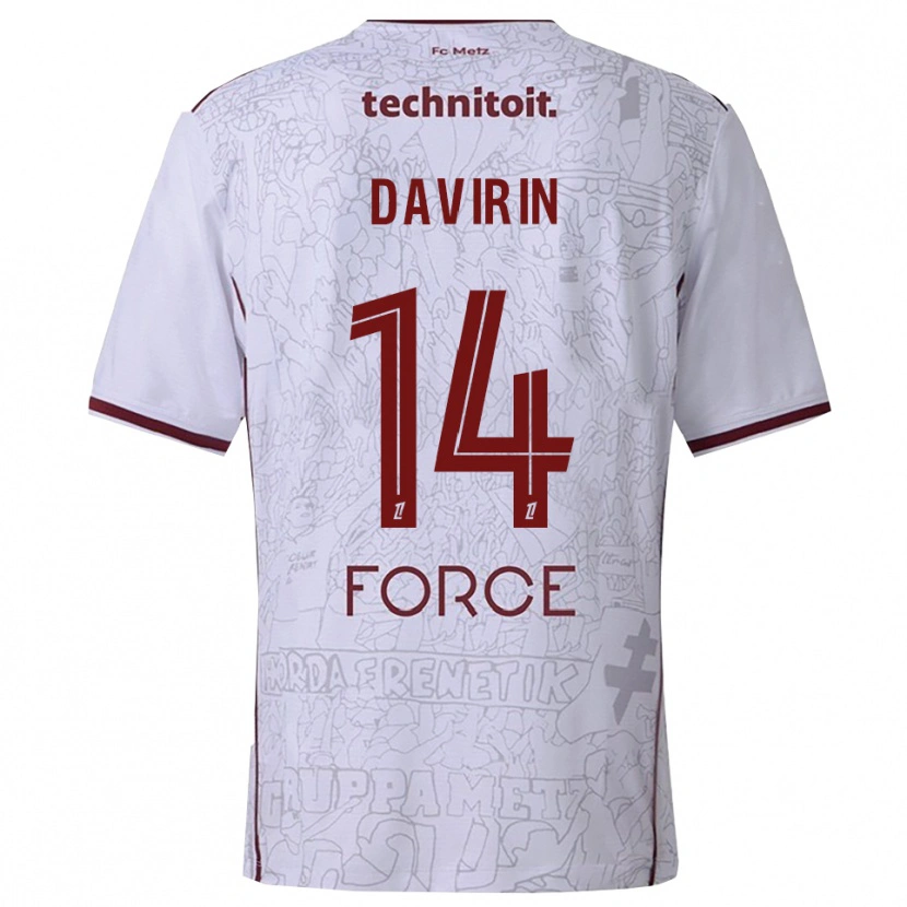 Danxen Mulher Camisola Pierre-Alexandre Davirin #14 Branco Borgonha Alternativa 2025/26 Camisa