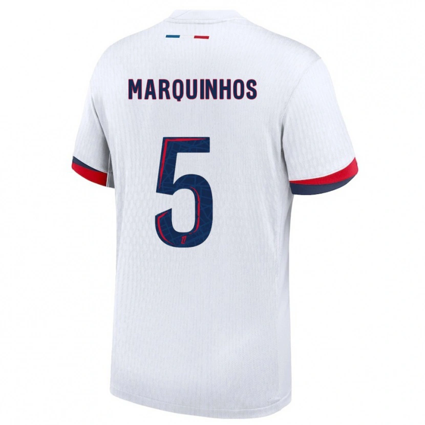 Danxen Mulher Camisola Marquinhos #5 Branco Vermelho Alternativa 2025/26 Camisa