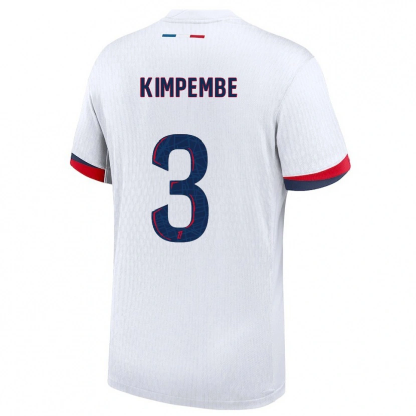 Danxen Mulher Camisola Presnel Kimpembe #3 Branco Vermelho Alternativa 2025/26 Camisa