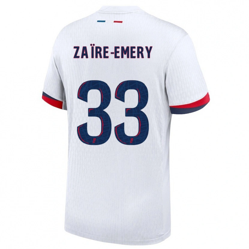Danxen Mulher Camisola Warren Zaïre-Emery #33 Branco Vermelho Alternativa 2025/26 Camisa