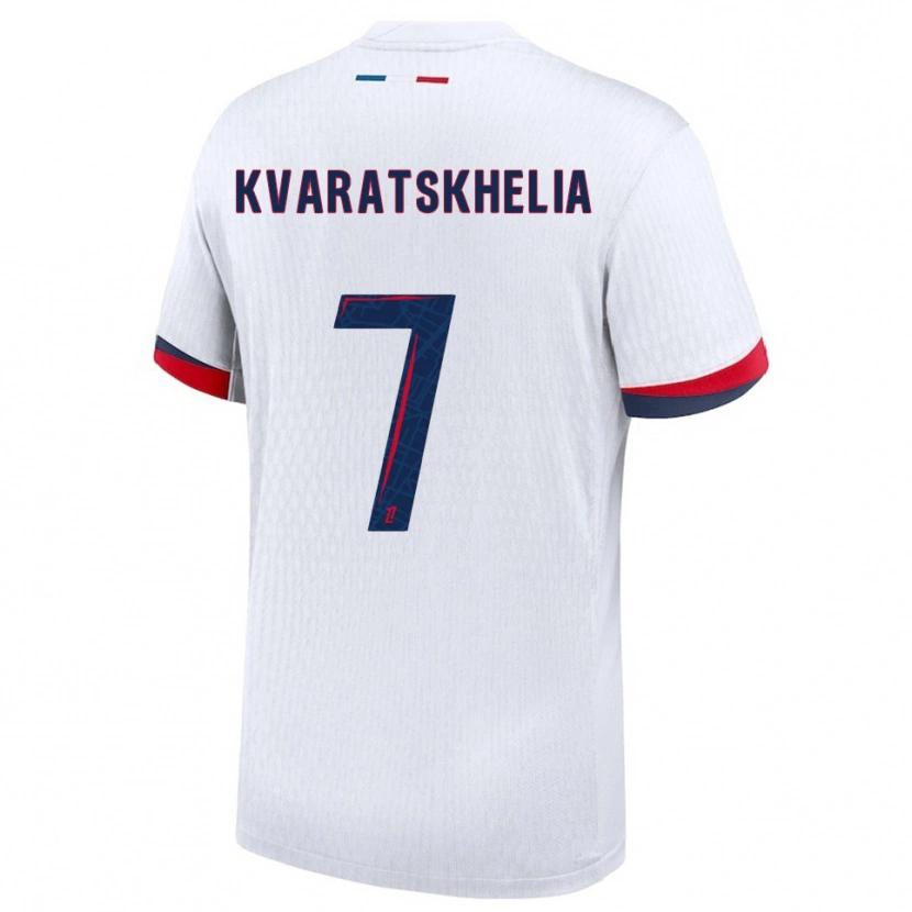 Danxen Mulher Camisola Khvicha Kvaratskhelia #7 Branco Vermelho Alternativa 2025/26 Camisa