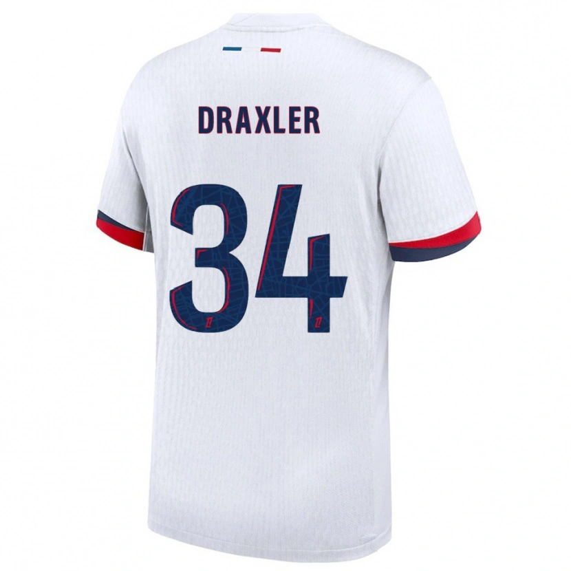 Danxen Mulher Camisola Julian Draxler #34 Branco Vermelho Alternativa 2025/26 Camisa