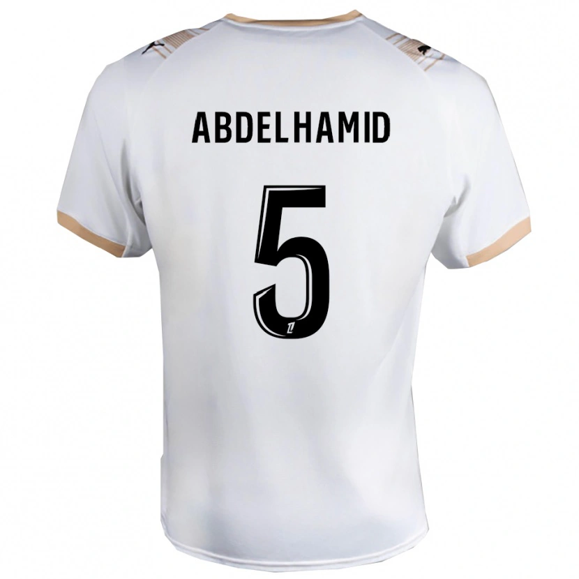 Danxen Mulher Camisola Yunis Abdelhamid #5 Branco Preto Alternativa 2025/26 Camisa