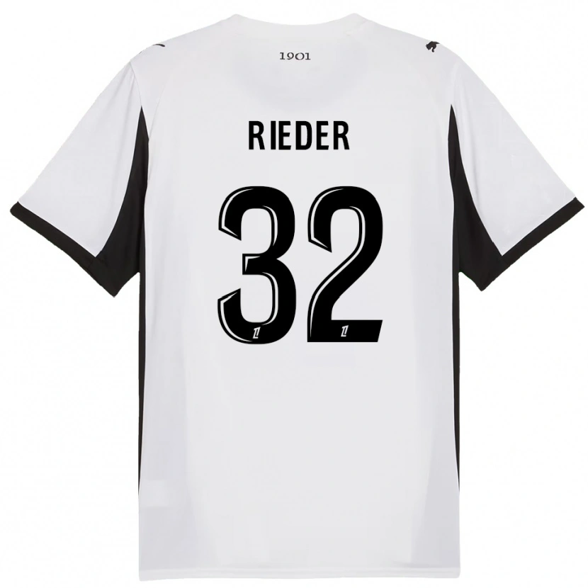 Danxen Mulher Camisola Fabian Rieder #32 Branco Preto Alternativa 2025/26 Camisa