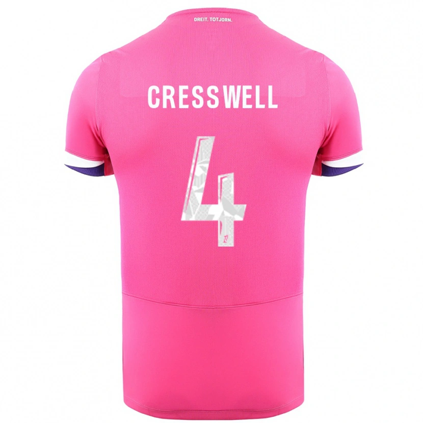 Danxen Mulher Camisola Charlie Cresswell #4 Rosa Branco Alternativa 2025/26 Camisa