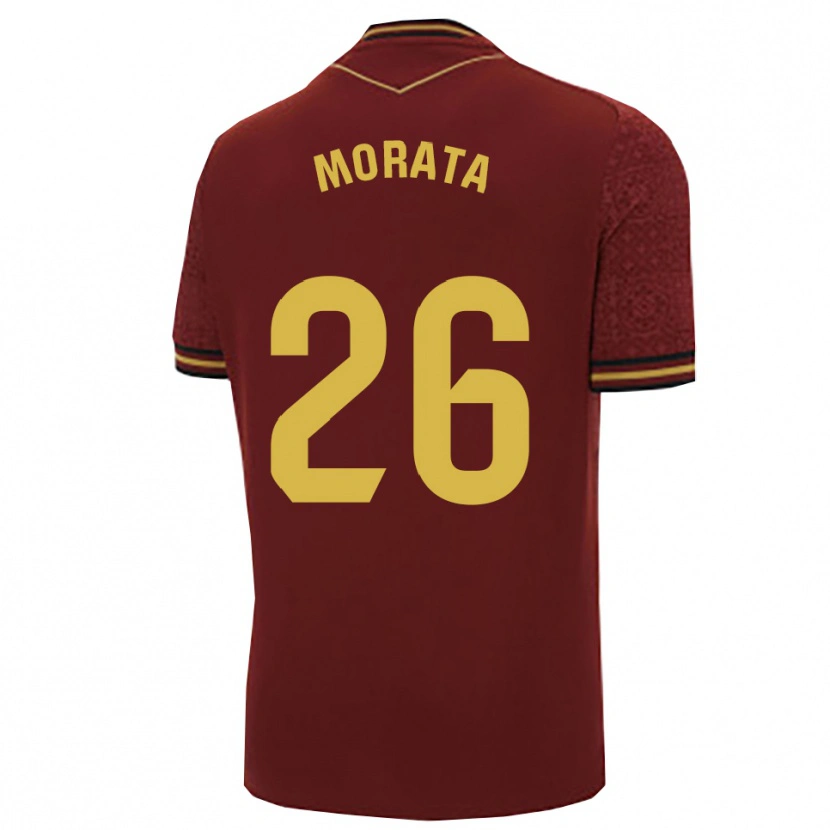 Danxen Mulher Camisola Álex Morata #26 Borgonha Dourado Alternativa 2025/26 Camisa