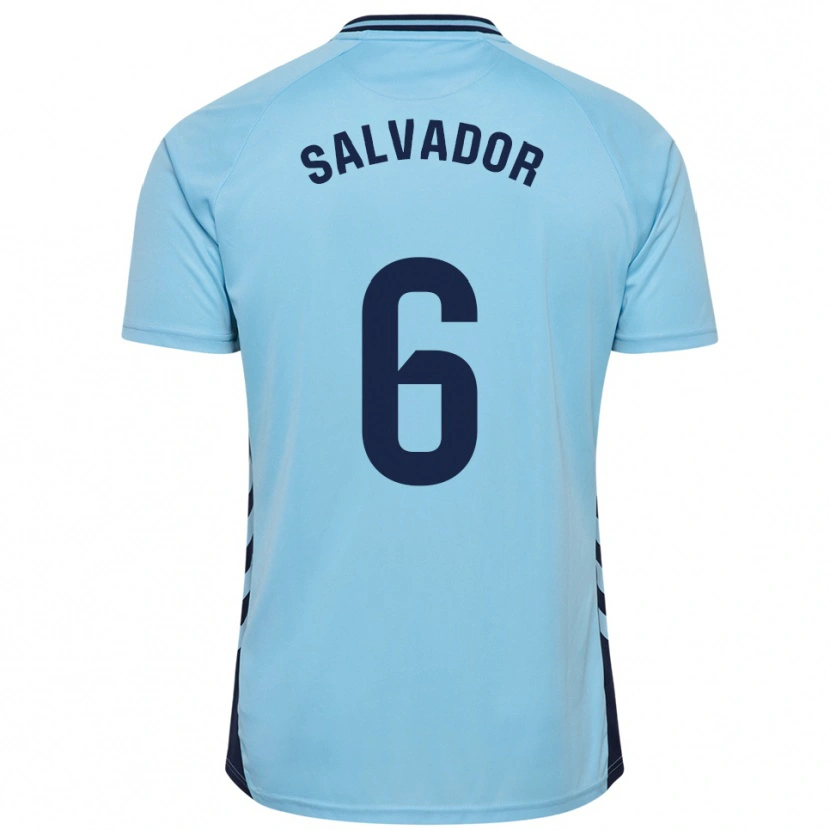 Danxen Mulher Camisola Pol Salvador #6 Azul Celeste Alternativa 2025/26 Camisa