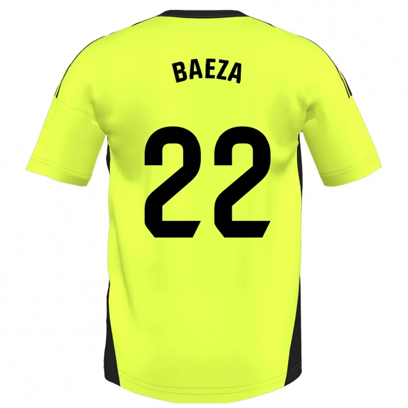 Danxen Mulher Camisola Miguel Baeza #22 Amarelo Fluorescente Alternativa 2025/26 Camisa