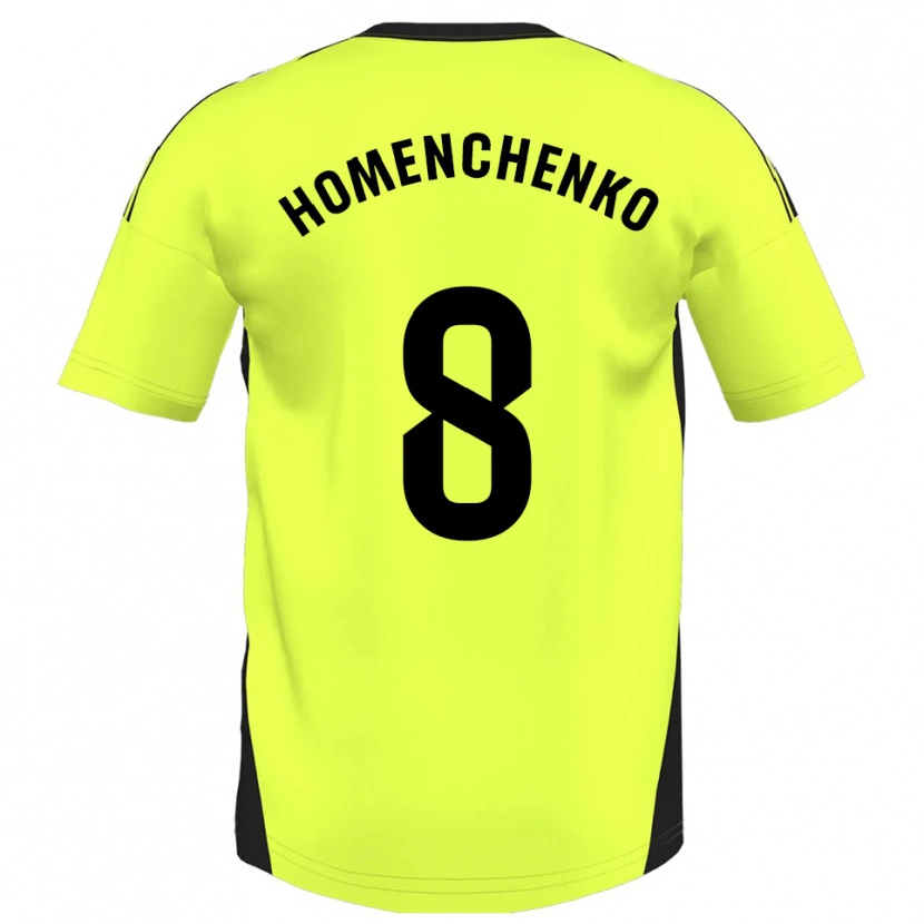 Danxen Mulher Camisola Santiago Homenchenko #8 Amarelo Fluorescente Alternativa 2025/26 Camisa