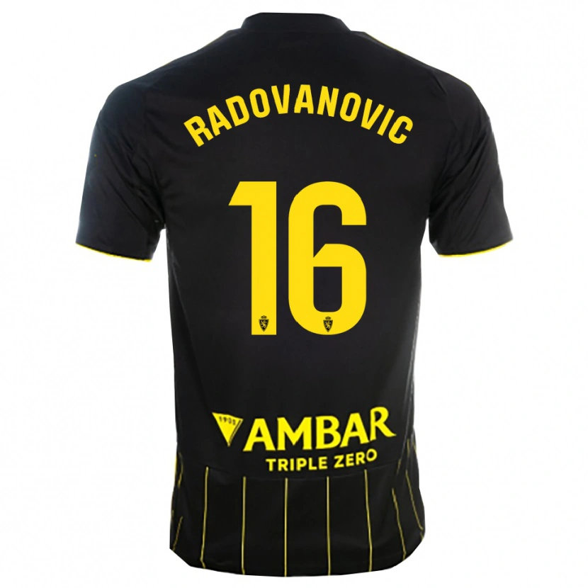 Danxen Mulher Camisola Aleksandar Radovanovic #16 Preto Amarelo Alternativa 2025/26 Camisa