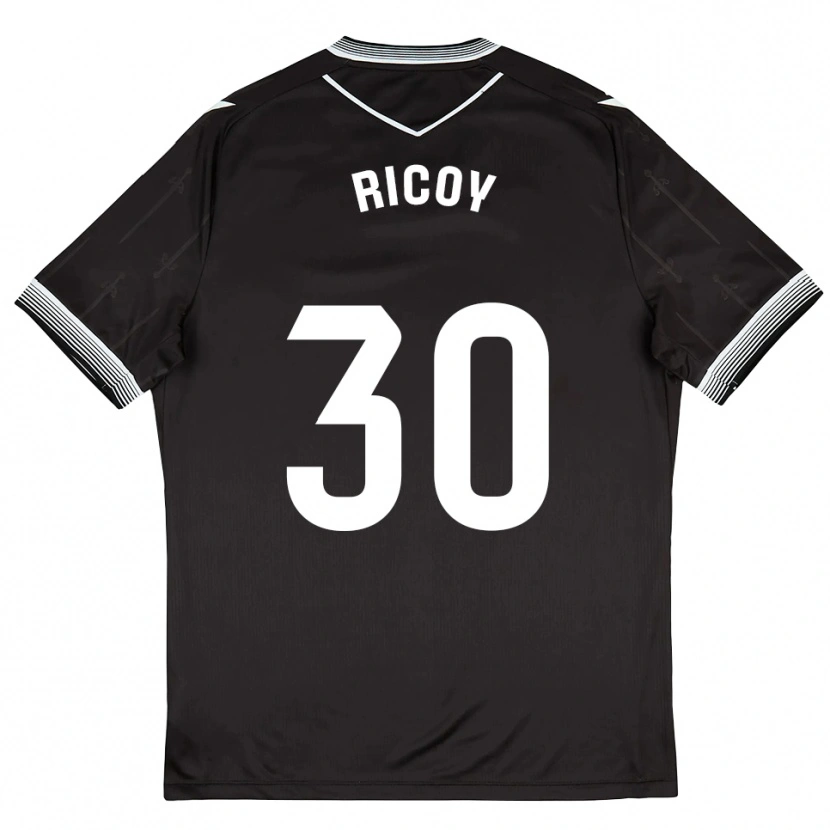 Danxen Mulher Camisola Lucas Ricoy #30 Preto Branco Alternativa 2025/26 Camisa