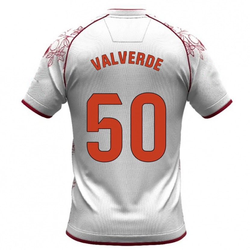 Danxen Mulher Camisola Jorge Valverde #50 Branco Borgonha Alternativa 2025/26 Camisa