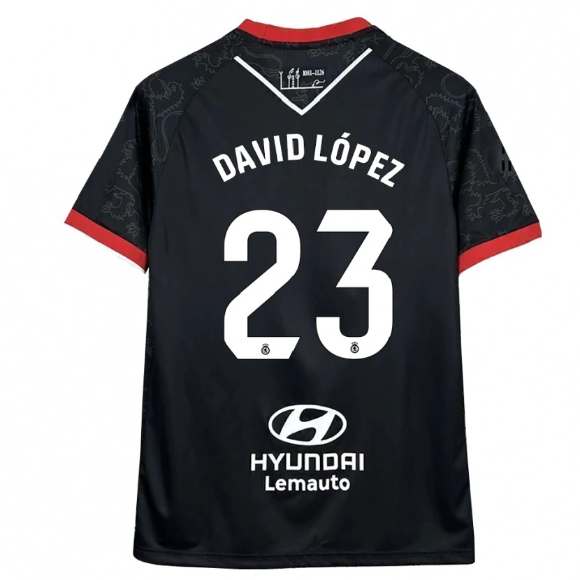Danxen Mulher Camisola David López #23 Preto Vermelho Alternativa 2025/26 Camisa