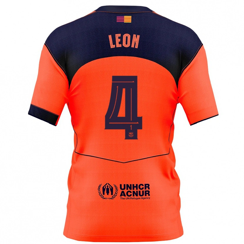 Danxen Mulher Camisola Maria Pilar Leon #4 Laranja Marinho Terceiro 2025/26 Camisa