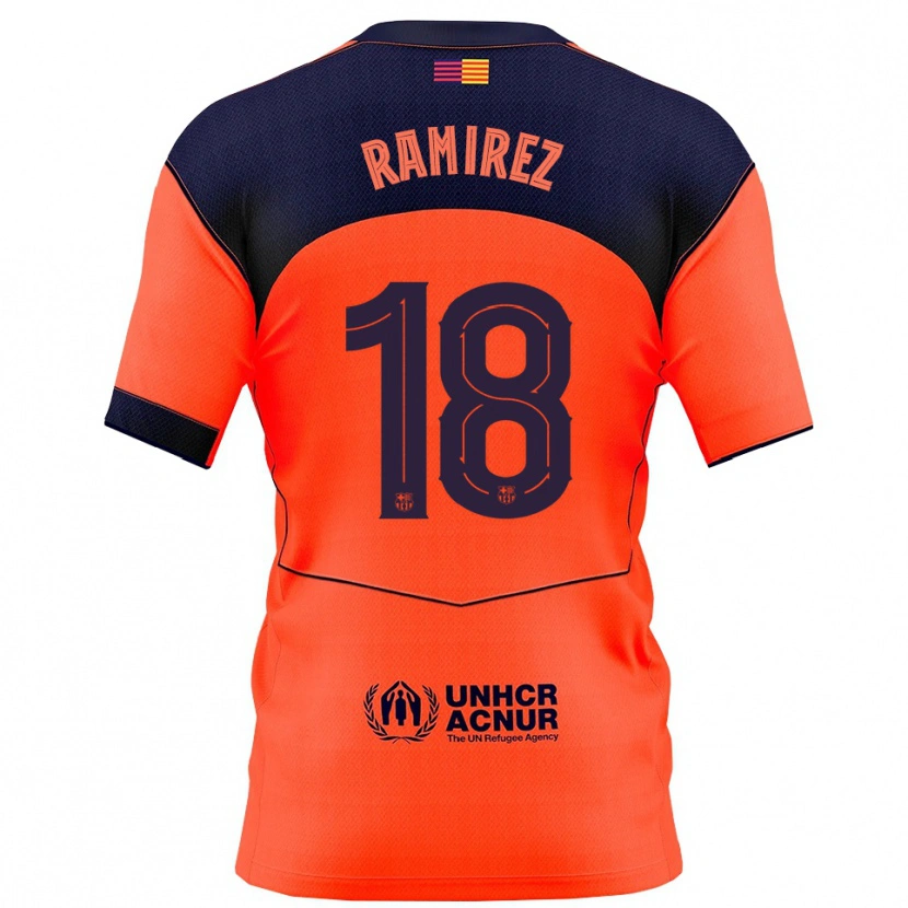 Danxen Mulher Camisola Emma Ramirez #18 Laranja Marinho Terceiro 2025/26 Camisa