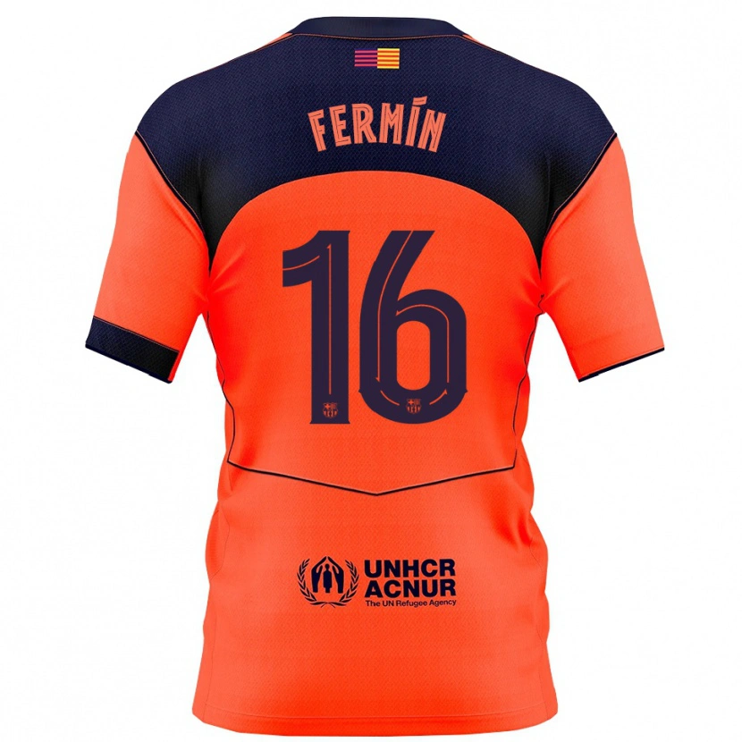 Danxen Mulher Camisola Fermín López #16 Laranja Marinho Terceiro 2025/26 Camisa