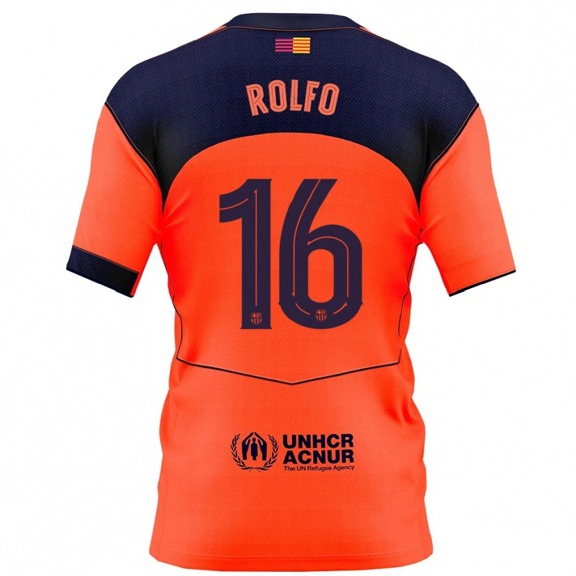 Danxen Mulher Camisola Fridolina Rolfö #16 Laranja Marinho Terceiro 2025/26 Camisa