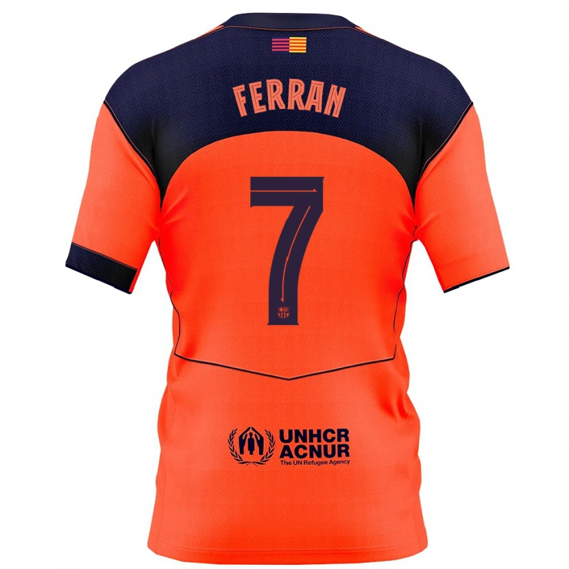 Danxen Mulher Camisola Ferran Torres #7 Laranja Marinho Terceiro 2025/26 Camisa