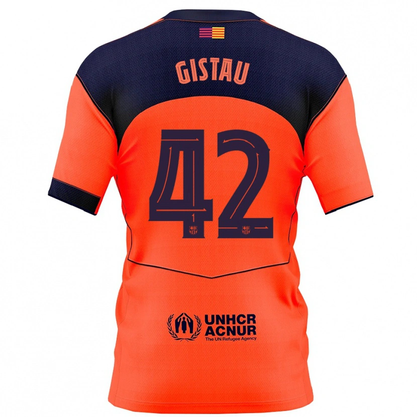 Danxen Mulher Camisola Òscar Gistau #42 Laranja Marinho Terceiro 2025/26 Camisa