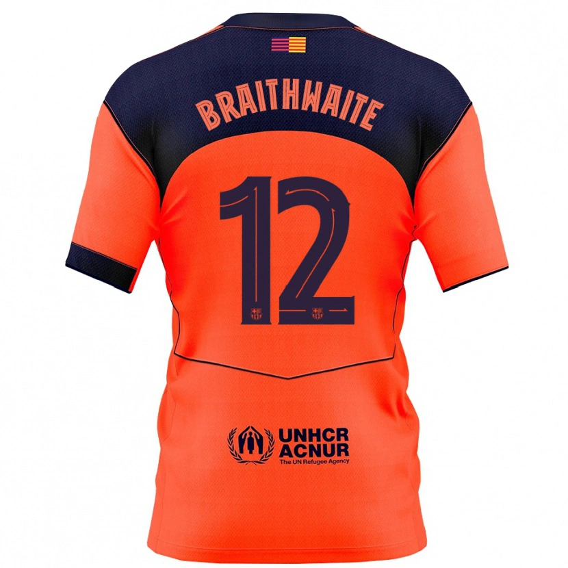 Danxen Mulher Camisola Martin Braithwaite #12 Laranja Marinho Terceiro 2025/26 Camisa
