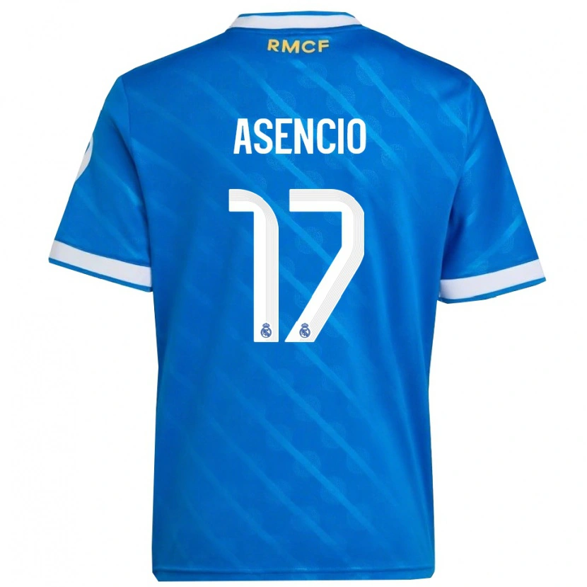 Danxen Mulher Camisola Raúl Asencio #17 Azul Branco Terceiro 2025/26 Camisa