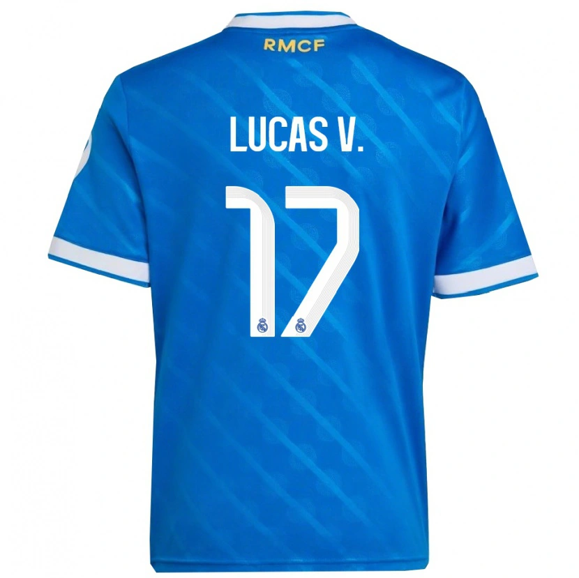 Danxen Mulher Camisola Lucas Vazquez #17 Azul Branco Terceiro 2025/26 Camisa