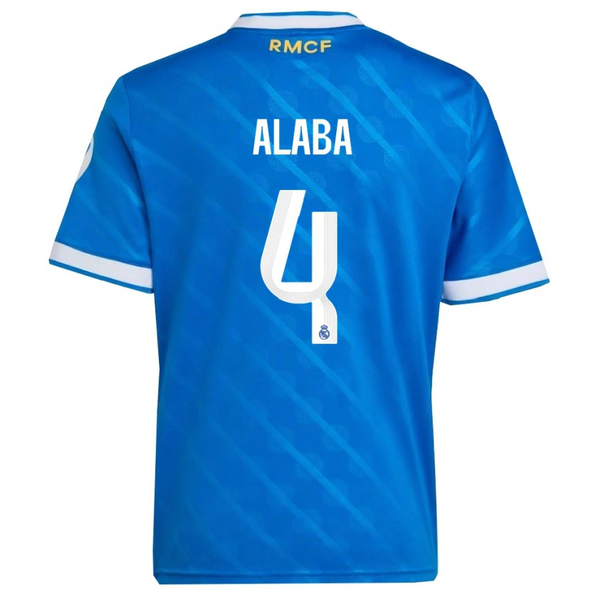 Danxen Mulher Camisola David Alaba #4 Azul Branco Terceiro 2025/26 Camisa