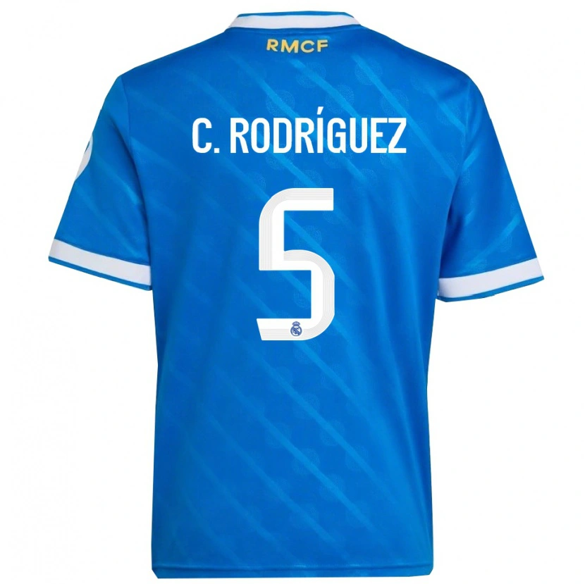 Danxen Mulher Camisola Carlos Rodríguez #5 Azul Branco Terceiro 2025/26 Camisa
