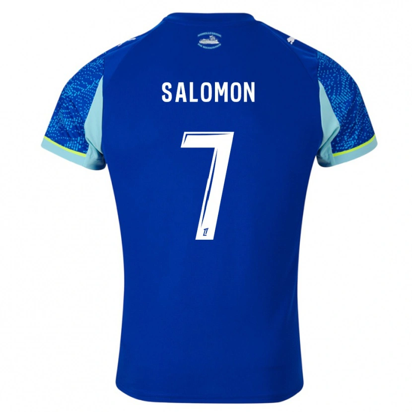 Danxen Mulher Camisola Maëva Salomon #7 Azul Celeste Branco Terceiro 2025/26 Camisa
