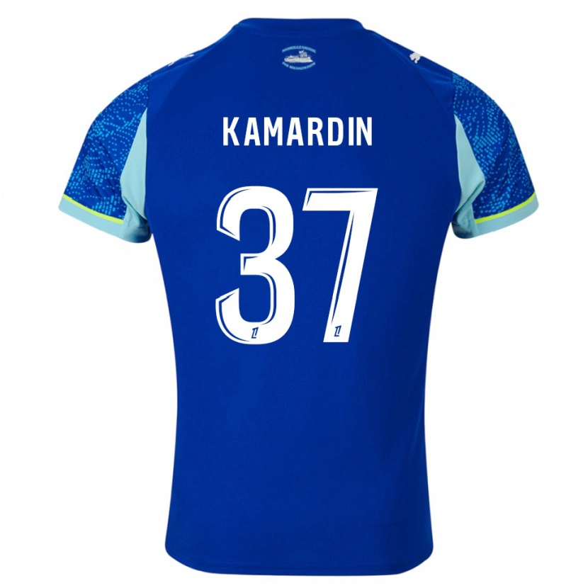 Danxen Mulher Camisola Aaron Kamardin #37 Azul Celeste Branco Terceiro 2025/26 Camisa
