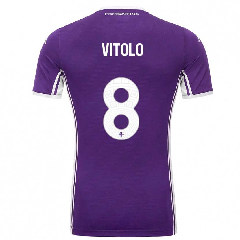 Danxen Criança Camisola Federico Vitolo #8 Roxo Branco Principal 2025/26 Camisa