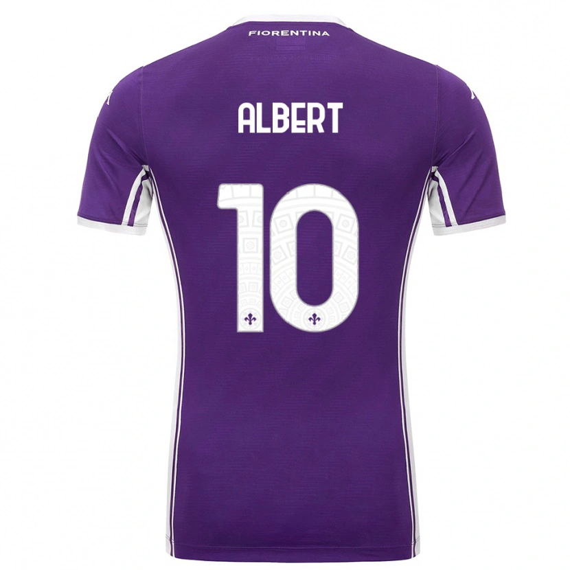 Danxen Criança Camisola Albert Gudmundsson #10 Roxo Branco Principal 2025/26 Camisa