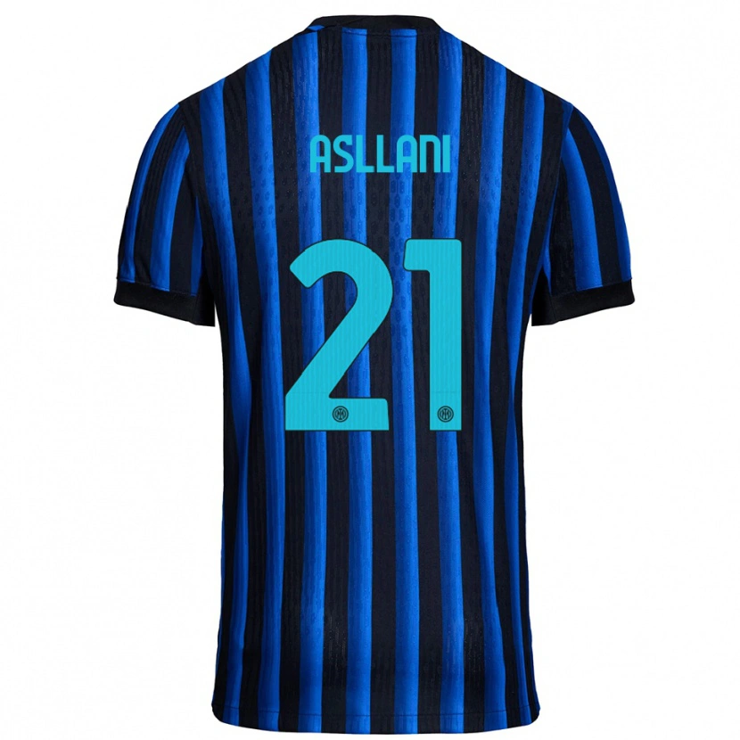 Danxen Criança Camisola Kristjan Asllani #21 Preto Azul Principal 2025/26 Camisa