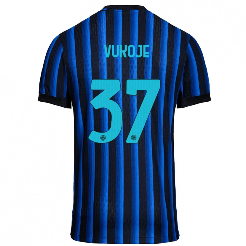 Danxen Criança Camisola Andrija Vukoje #37 Preto Azul Principal 2025/26 Camisa