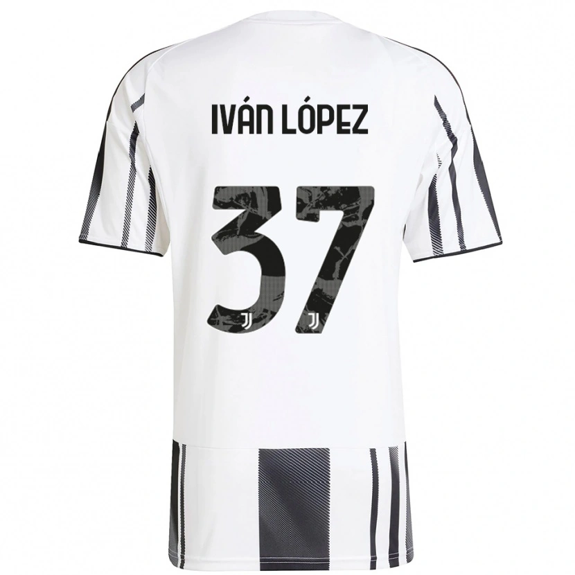 Danxen Criança Camisola Iván López #37 Branco Preto Principal 2025/26 Camisa