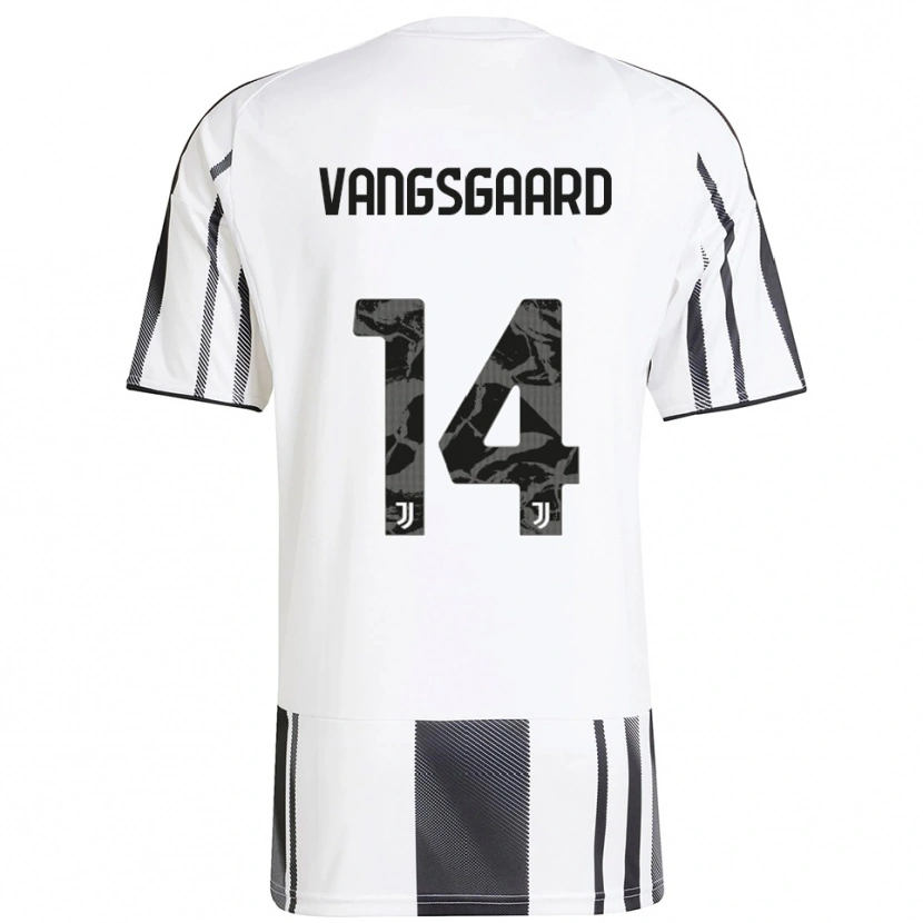 Danxen Criança Camisola Amalie Jørgensen Vangsgaard #14 Branco Preto Principal 2025/26 Camisa