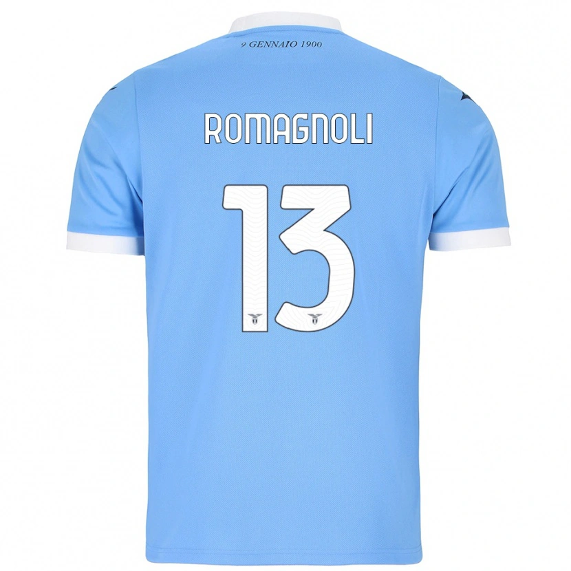 Danxen Criança Camisola Alessio Romagnoli #13 Azul Celeste Branco Principal 2025/26 Camisa