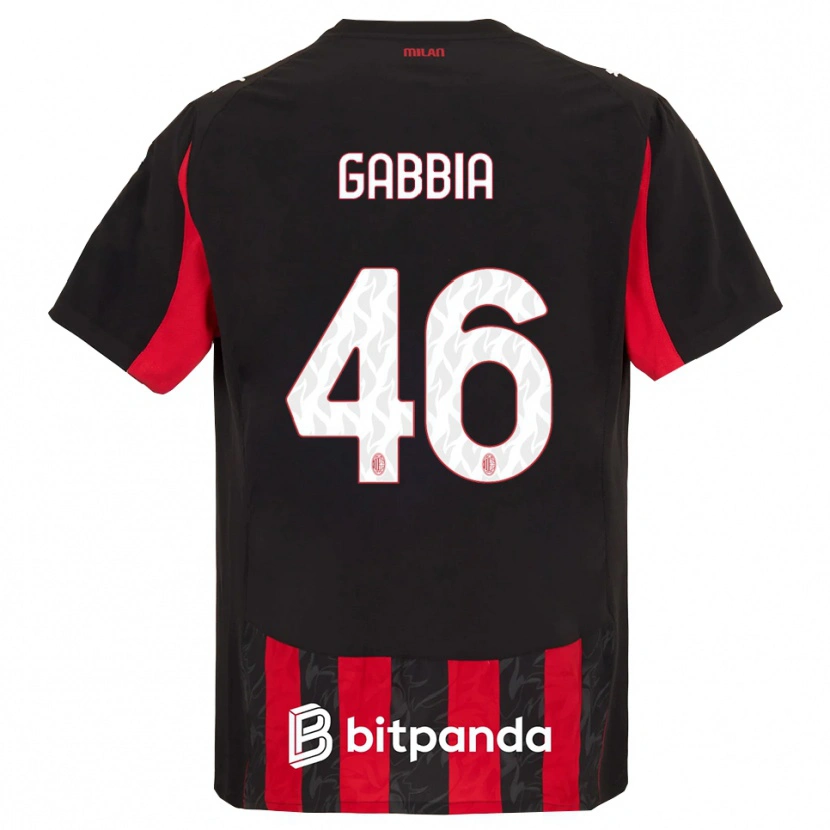 Danxen Criança Camisola Matteo Gabbia #46 Vermelho Preto Principal 2025/26 Camisa