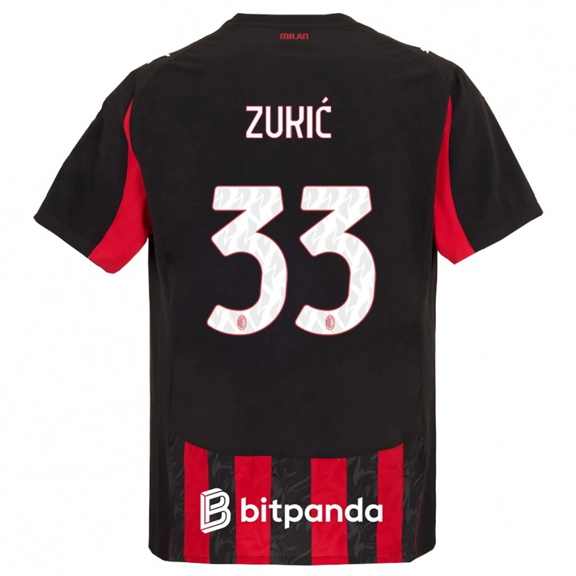 Danxen Criança Camisola Damir Zukić #33 Vermelho Preto Principal 2025/26 Camisa