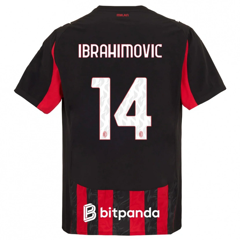 Danxen Criança Camisola Vincent Ibrahimović #14 Vermelho Preto Principal 2025/26 Camisa