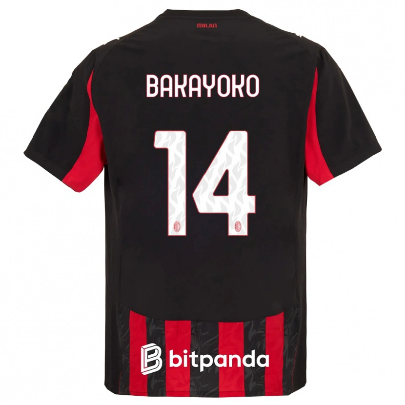 Danxen Criança Camisola Tiemoue Bakayoko #14 Vermelho Preto Principal 2025/26 Camisa