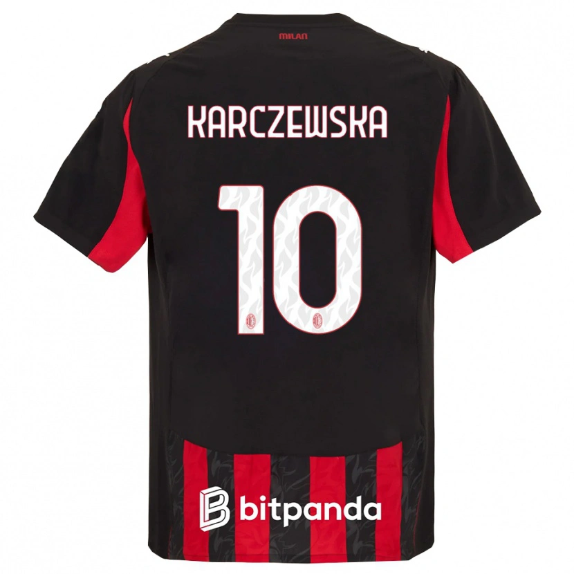 Danxen Criança Camisola Nikola Karczewska #10 Vermelho Preto Principal 2025/26 Camisa