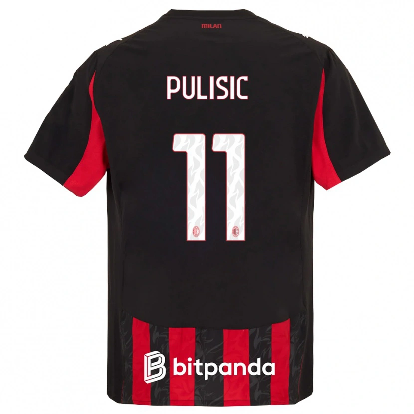 Danxen Criança Camisola Christian Pulisic #11 Vermelho Preto Principal 2025/26 Camisa