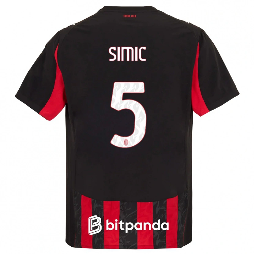 Danxen Criança Camisola Jan-Carlo Simic #5 Vermelho Preto Principal 2025/26 Camisa