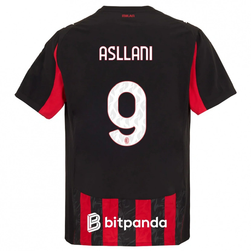 Danxen Criança Camisola Kosovare Asllani #9 Vermelho Preto Principal 2025/26 Camisa